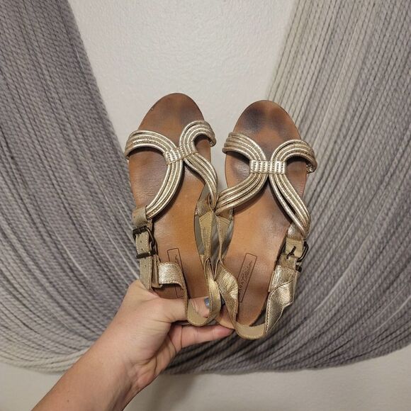 Zara Collection Gold Goddess Sandals Sz 37 - Picture 2 of 4